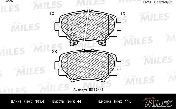 Miles E110441 - Комплект спирачно феродо, дискови спирачки vvparts.bg