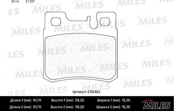 Miles E110462 - Комплект спирачно феродо, дискови спирачки vvparts.bg