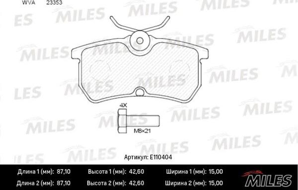 Miles E110404 - Комплект спирачно феродо, дискови спирачки vvparts.bg