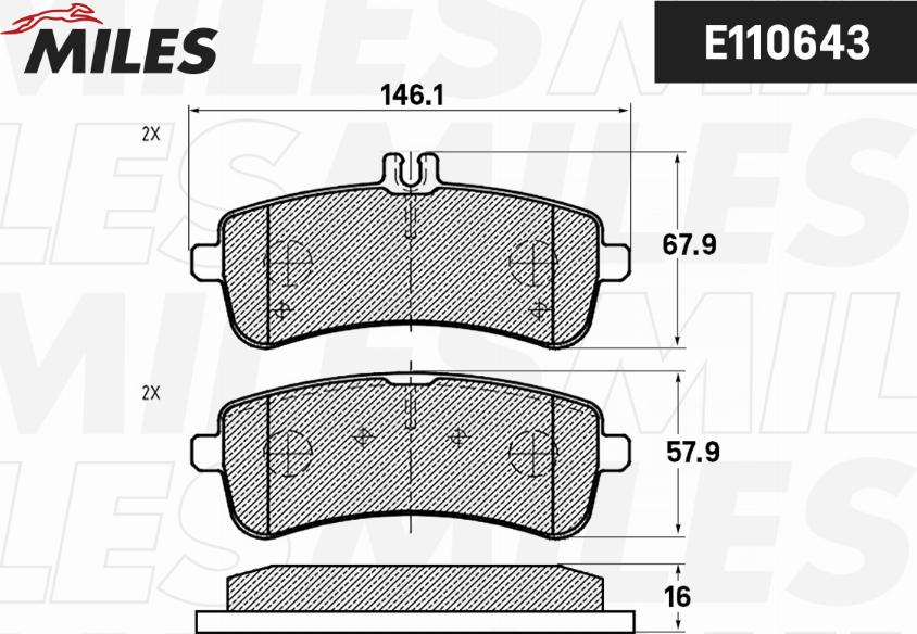 Miles E110643 - Комплект спирачно феродо, дискови спирачки vvparts.bg