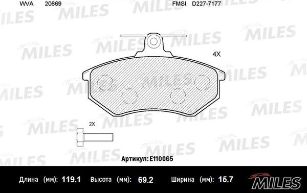 Miles E110065 - Комплект спирачно феродо, дискови спирачки vvparts.bg