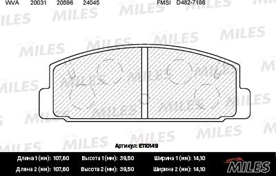 Miles E110149 - Комплект спирачно феродо, дискови спирачки vvparts.bg