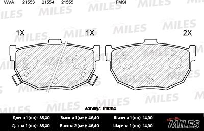 Miles E110114 - Комплект спирачно феродо, дискови спирачки vvparts.bg