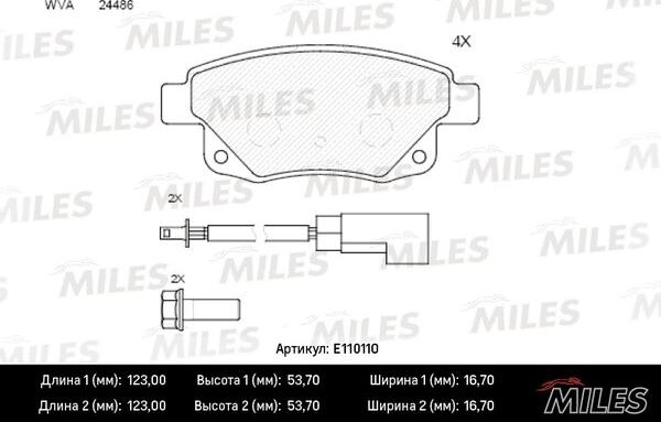 Miles E110110 - Комплект спирачно феродо, дискови спирачки vvparts.bg