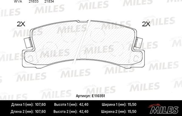 Miles E110351 - Комплект спирачно феродо, дискови спирачки vvparts.bg