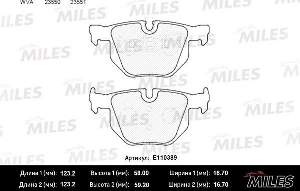 Miles E110389 - Комплект спирачно феродо, дискови спирачки vvparts.bg