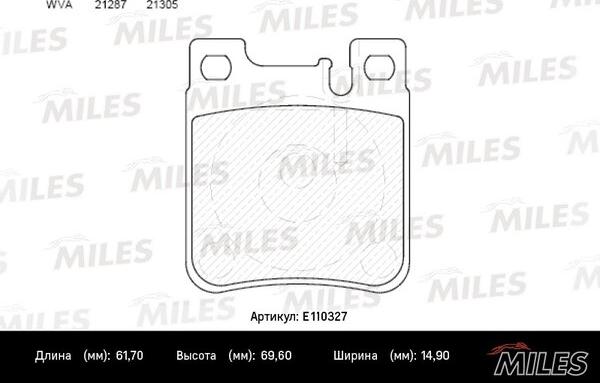 Miles E110327 - Комплект спирачно феродо, дискови спирачки vvparts.bg