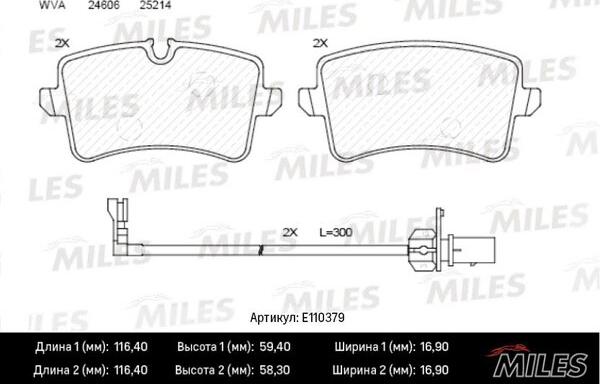 Miles E110379 - Комплект спирачно феродо, дискови спирачки vvparts.bg