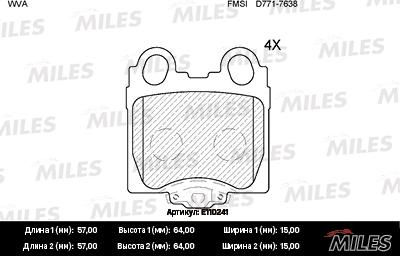 Miles E110241 - Комплект спирачно феродо, дискови спирачки vvparts.bg