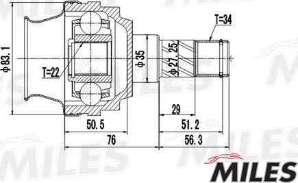 Miles GA10014 - Каре комплект, полуоска vvparts.bg