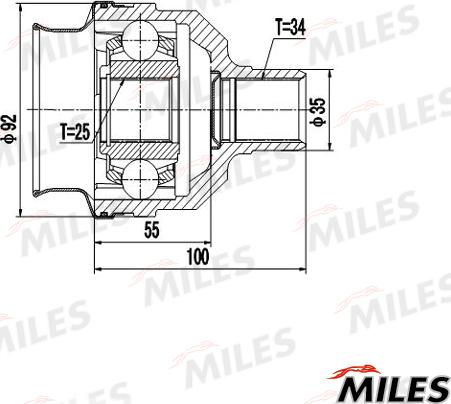 Miles GA10024 - Каре комплект, полуоска vvparts.bg