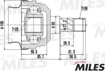 Miles GA10022 - Каре комплект, полуоска vvparts.bg