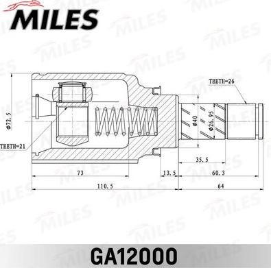 Miles GA12000 - Каре комплект, полуоска vvparts.bg