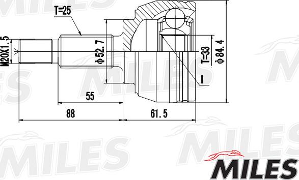 Miles GA20401 - Каре комплект, полуоска vvparts.bg