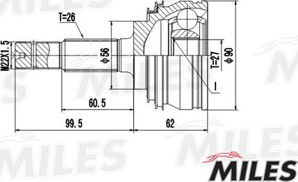 Miles GA20472 - Каре комплект, полуоска vvparts.bg