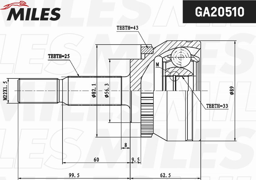 Miles GA20510 - Каре комплект, полуоска vvparts.bg