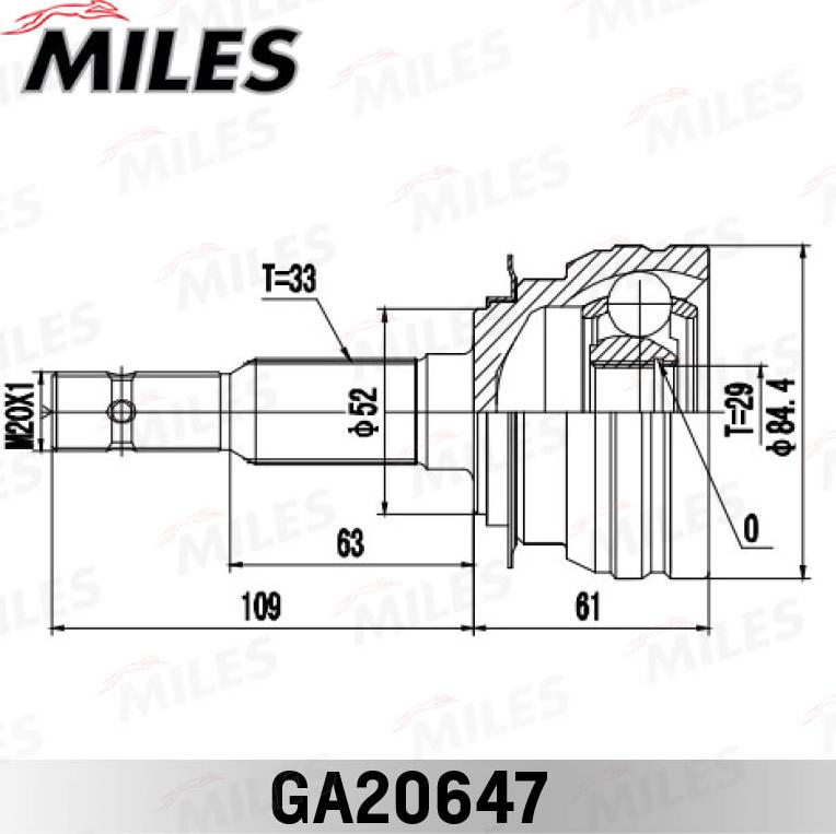 Miles GA20647 - Каре комплект, полуоска vvparts.bg