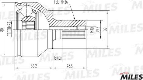 Miles GA20604 - Каре комплект, полуоска vvparts.bg