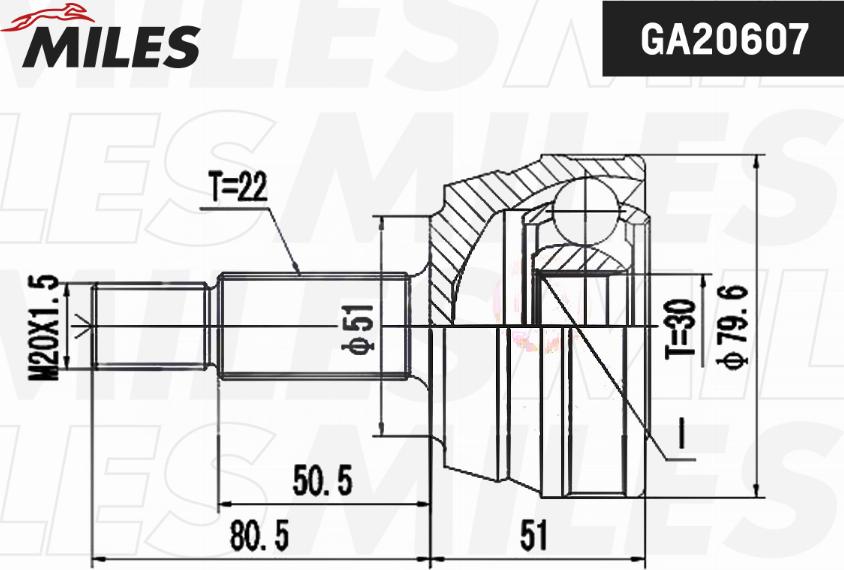 Miles GA20607 - Каре комплект, полуоска vvparts.bg