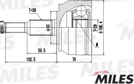 Miles GA20617 - Каре комплект, полуоска vvparts.bg