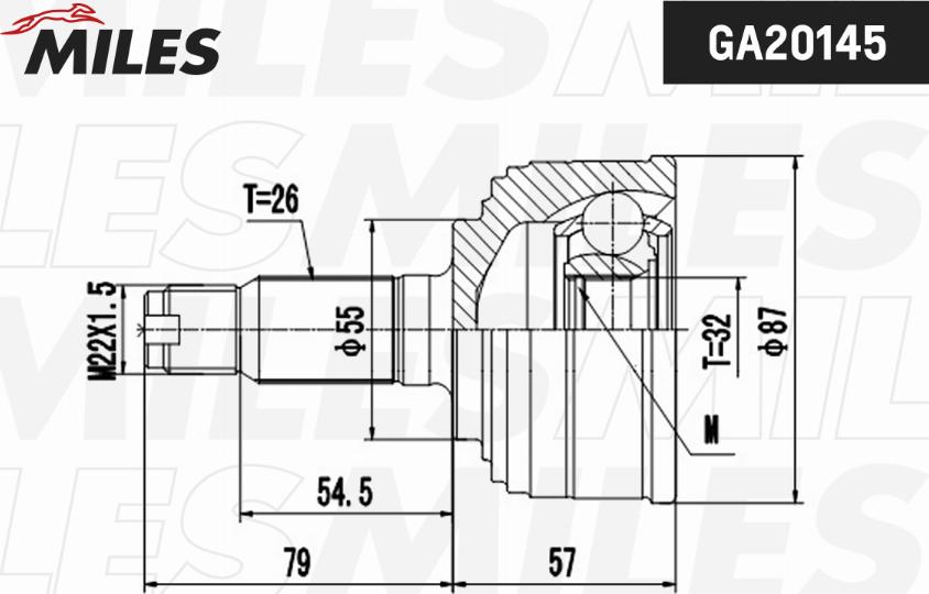 Miles GA20145 - Каре комплект, полуоска vvparts.bg