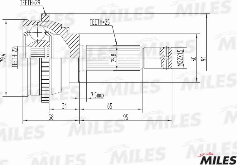 Miles GA20161 - Каре комплект, полуоска vvparts.bg