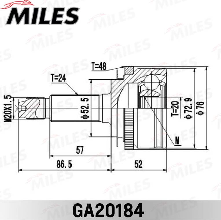 Miles GA20184 - Каре комплект, полуоска vvparts.bg