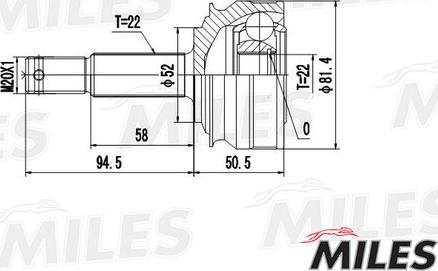 Miles GA20587 - Каре комплект, полуоска vvparts.bg