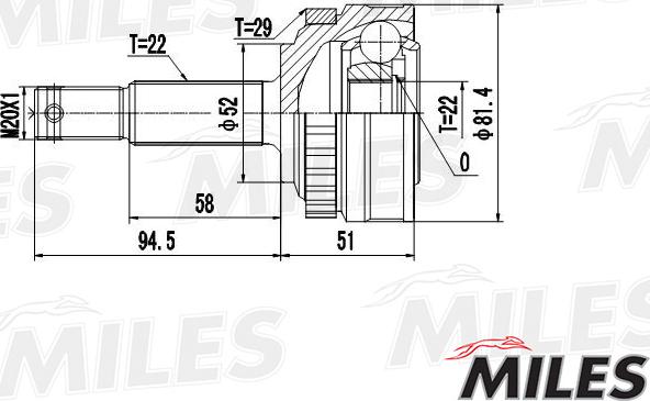 Miles GA20349 - Каре комплект, полуоска vvparts.bg