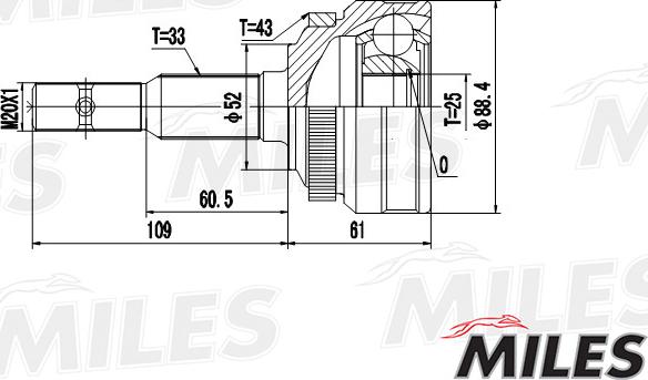 Miles GA20367 - Каре комплект, полуоска vvparts.bg