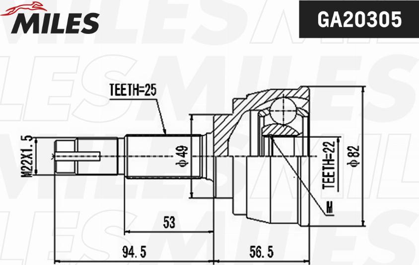 Miles GA20305 - Каре комплект, полуоска vvparts.bg