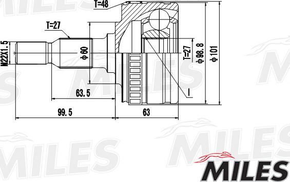 Miles GA20244 - Каре комплект, полуоска vvparts.bg