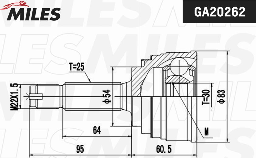 Miles GA20262 - Каре комплект, полуоска vvparts.bg