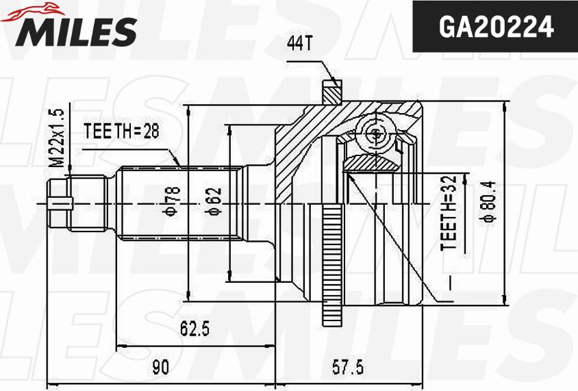 Miles GA20224 - Каре комплект, полуоска vvparts.bg