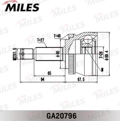 Miles GA20796 - Каре комплект, полуоска vvparts.bg