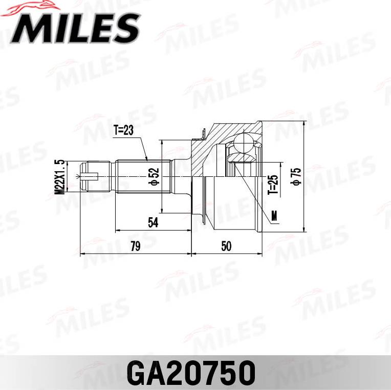 Miles GA20750 - Каре комплект, полуоска vvparts.bg