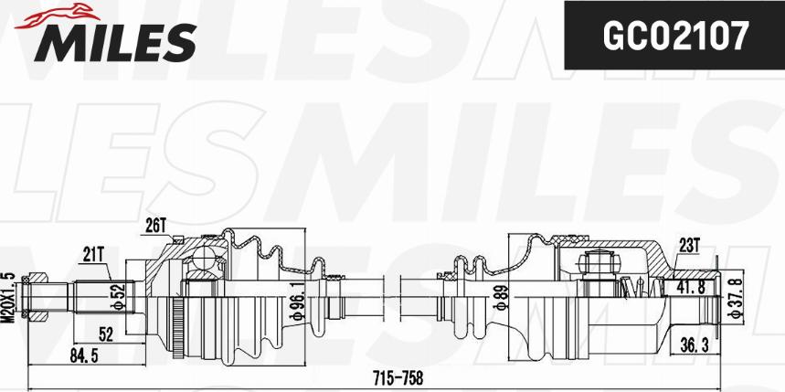 Miles GC02107 - Полуоска vvparts.bg