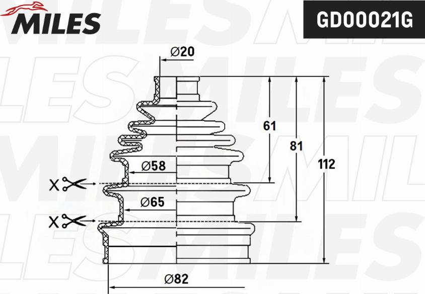 Miles GD00021G - Маншон, полуоска vvparts.bg