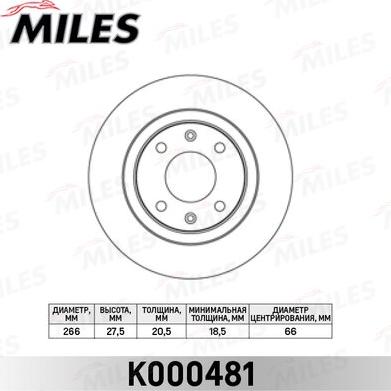 Miles K000481 - Спирачен диск vvparts.bg