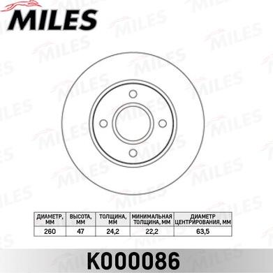 Miles K000086 - Спирачен диск vvparts.bg