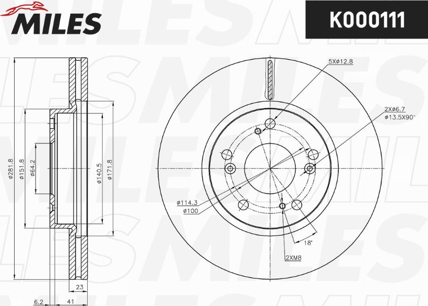 Miles K000111 - Спирачен диск vvparts.bg