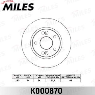 Miles K000870 - Спирачен диск vvparts.bg