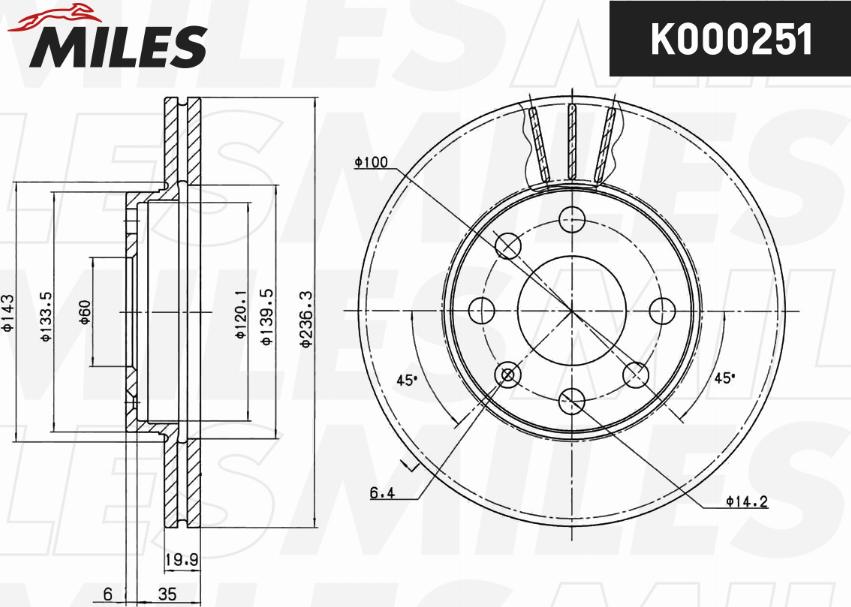 Miles K000251 - Спирачен диск vvparts.bg