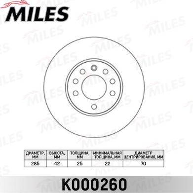 Miles K000260 - Спирачен диск vvparts.bg