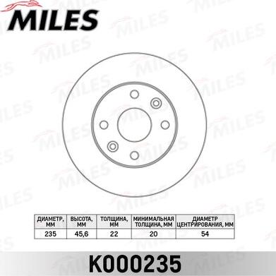 Miles K000235 - Спирачен диск vvparts.bg