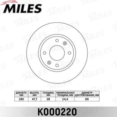 Miles K000220 - Спирачен диск vvparts.bg
