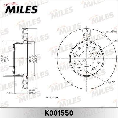 Miles K001550 - Спирачен диск vvparts.bg