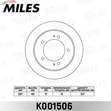 Miles K001506 - Спирачен диск vvparts.bg