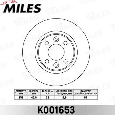 Miles K001653 - Спирачен диск vvparts.bg