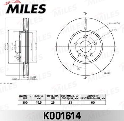 Miles K001614 - Спирачен диск vvparts.bg